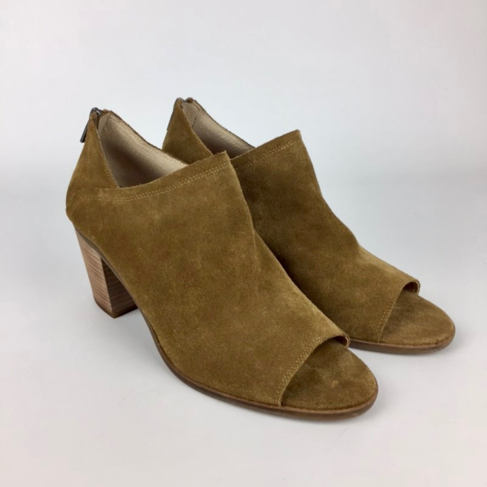 Lucky Brand Kalli Peep Toe Ankle Bootie Brown Oiled Suede 10